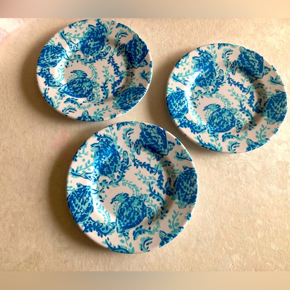 Lilly Pulitzer Other - 3 Lilly Pulitzer Turtley Blue melamine dessert/salad plates
